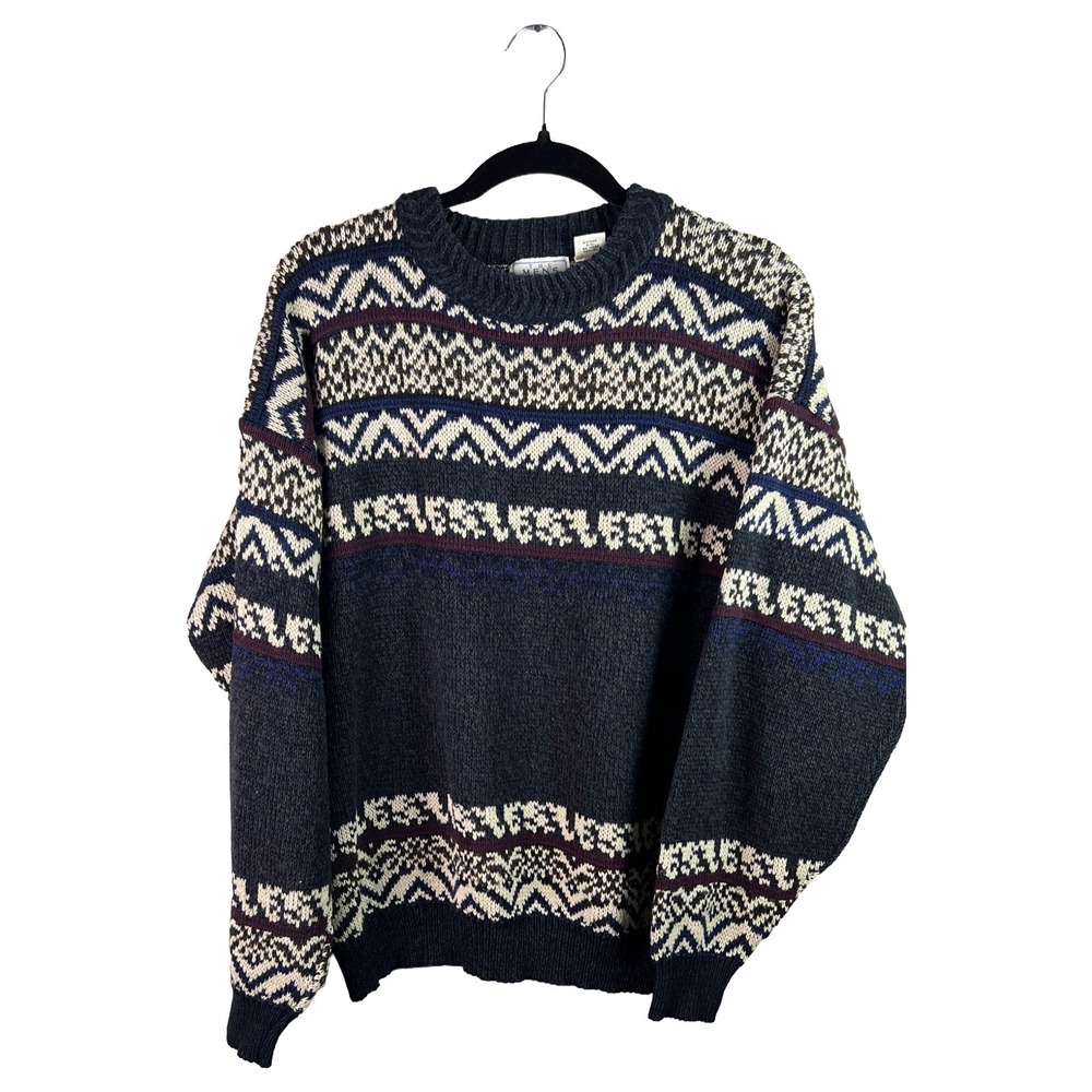 80s Sears The Men's Store Fair Isle Knit Sweater XL Grunge